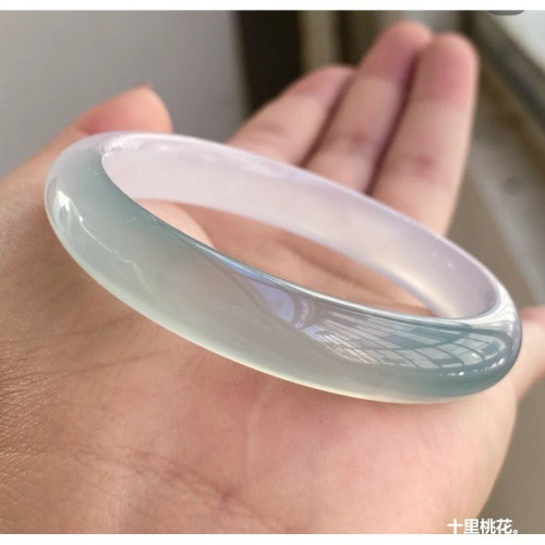 天然冰種油青綠遠山黛玉髓手鐲半山半水瑪瑙女款玉石鐲子首飾禮品