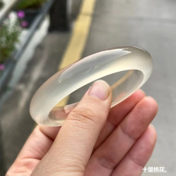 馬達加斯加原色瑪瑙手鐲女白冰種香檳金色玉髓鐲子荔枝凍玉手鐲女
