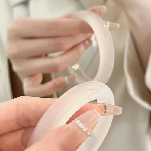 天然瑪瑙手鐲玉鐲白月光鐲子女款玉鐲玉石冰透玉髓荔枝凍瑪瑙手鐲