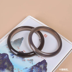 菸灰色瑪瑙手鐲玉髓正圈漢服飾品天然冰種瑪瑙手鐲女玉鐲窄條高冰