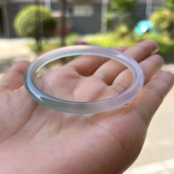 半山半水油青色漸變玉髓手鐲少女款細圓條美人叮噹鐲瑪瑙鐲子淺釉