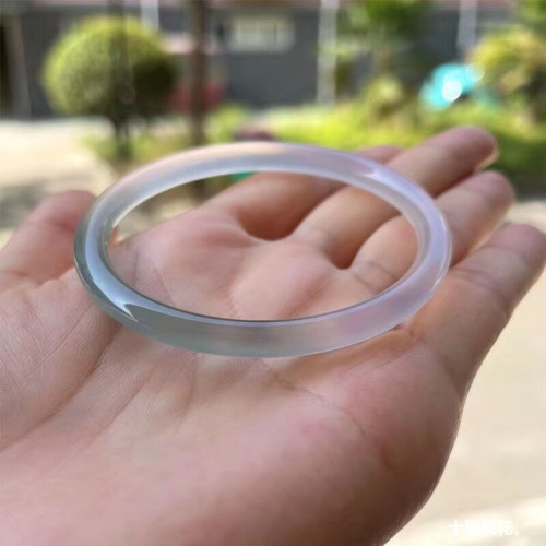 半山半水油青色漸變玉髓手鐲少女款細圓條美人叮噹鐲瑪瑙鐲子淺釉