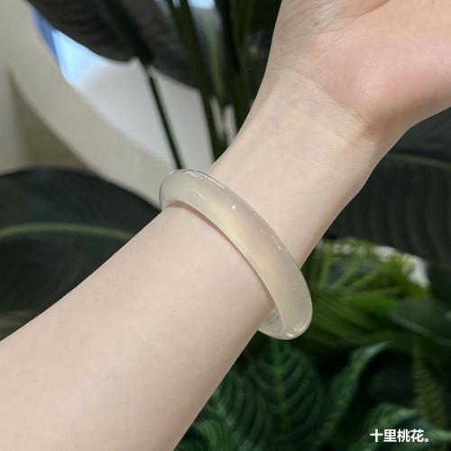 天然馬料香檳金瑪瑙手鐲女冰透玉髓少女白月光冰種荔枝凍手鐲古風