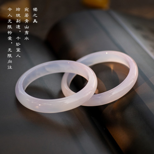 天然冰種白玉髓瑪瑙手鐲女細款少女荔枝凍瑪瑙手鐲年輕款七夕送禮