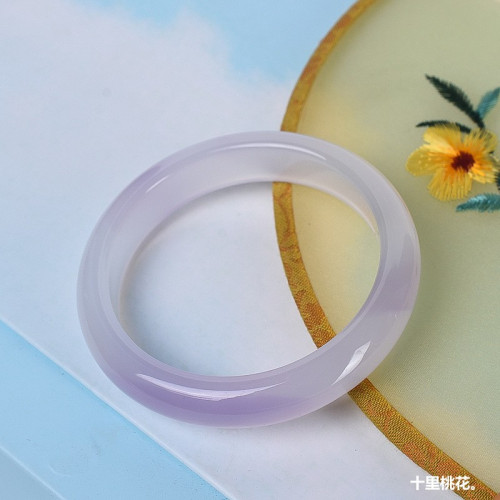 天然紫羅蘭玉髓手鐲女淡紫色芋泥啵啵玉鐲淺紫色瑪瑙正鐲漢服配飾