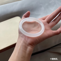 天然瑪瑙手鐲高冰透白月光細扁條玉髓鐲子少女荔枝凍玉鐲子玉髓鐲