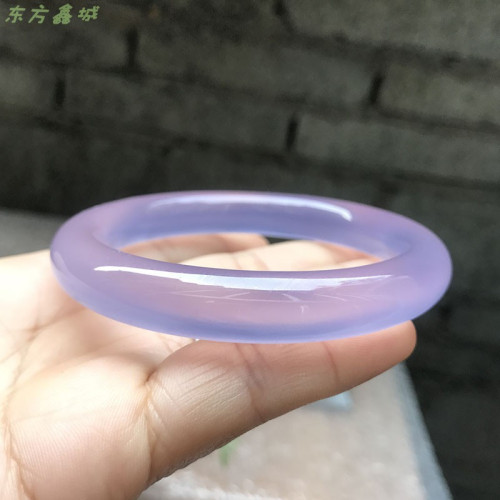 天然紫瑪瑙手鐲女款圓條瑪瑙紫羅蘭飽滿冰透玉髓瑪瑙手鐲甜美送禮