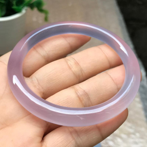 天然紫瑪瑙手鐲女款圓條瑪瑙紫羅蘭飽滿冰透玉髓瑪瑙手鐲甜美送禮