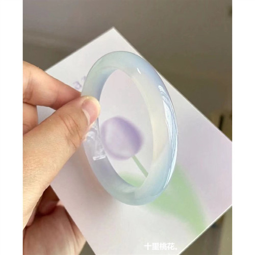 氣質古風扁條年輕馬達加斯加淡紫淡綠瑪瑙ins玉髓款正圈少女冰種