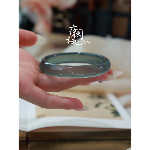天然瑪瑙手鐲冰種庫裡藍手鐲冰透天青凍玉石女款輕奢招財玉鐲玉髓