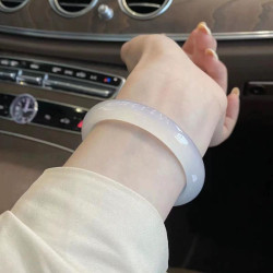 瑪瑙手鐲玉髓冰透白玉髓冰種女款細古風少女凍叮噹鐲瑪瑙鐲子時尚