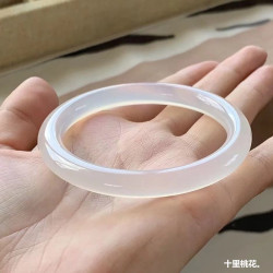 天然白玉髓手鐲女款瑪瑙手鐲美人條圓條瑪瑙鐲子工廠批髮一件代髮