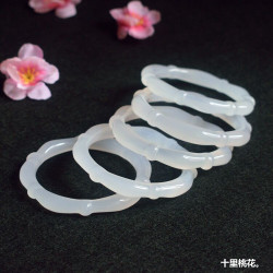 天然巴西白冰種瑪瑙手鐲少女款玉髓手鐲復古圓條竹節女款手飾送禮