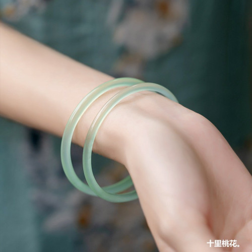 天然玉髓古風手鐲 叮噹鐲 細條瑪瑙鐲子小冰條玉石極細簡約手鐲女