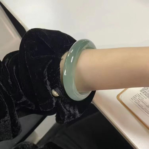 冰種翡翠手鐲高冰油青少女款玉手鐲老坑玉鐲子緬甸原石玉鐲女送禮