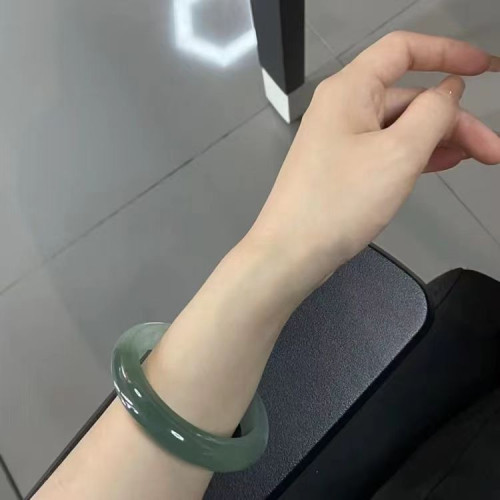 冰種翡翠手鐲高冰油青少女款玉手鐲老坑玉鐲子緬甸原石玉鐲女送禮