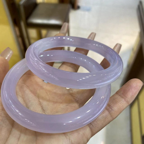 天然瑪瑙玉髓手鐲女高冰紫羅蘭荔枝凍瑪瑙鐲子正圈少女款一件代髮