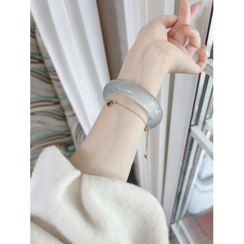 冰晴水冰種玉鐲天然緬甸翡翠手鐲輪胎款少女款高冰種手鐲網紅同款