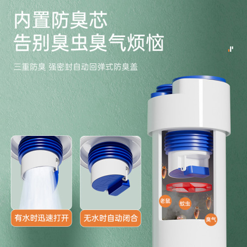 廚房下水琯排水琯四通接頭防臭神器多功能過濾淨水器水槽防溢水