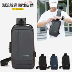 跨境新款男士胸包時尚潮牌跨包手機包單肩包休閒斜挎包男式小背包