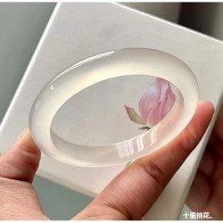 天然瑪瑙手鐲高冰透玉髓鐲子女高冰白月光瑪瑙手鐲女款時尚荔枝凍