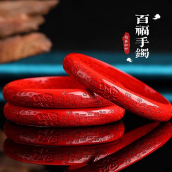 百福硃砂手鐲紅砂帝王砂女士手鐲工廠直銷質量保証胖手國風爆款