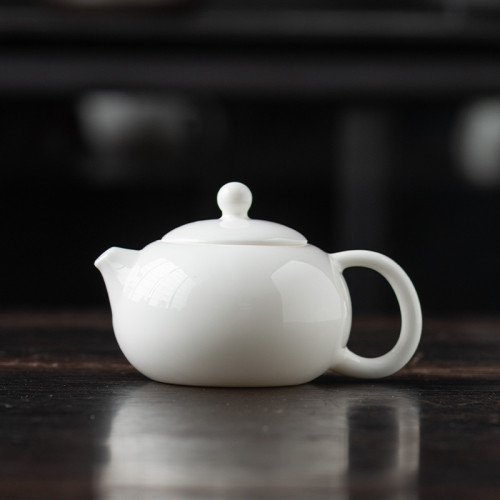 手作羊脂玉鳳鳴壺白瓷西施壺龍鳳呈祥浮雕茶壺陶瓷茶具禮品會鳳鳴