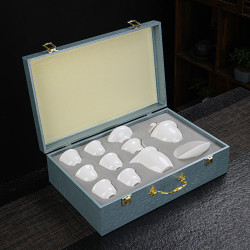 德化白瓷茶具套裝禮品中式簡約羊脂玉瓷功夫茶具套組送禮可印LOGO