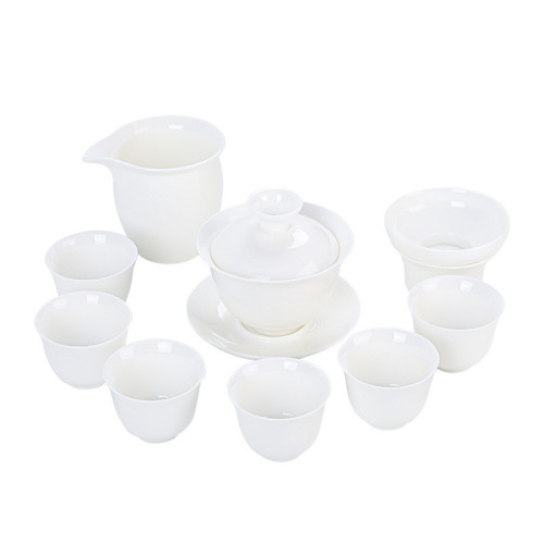 德化白瓷茶具套裝禮品中式簡約羊脂玉瓷功夫茶具套組送禮可印LOGO