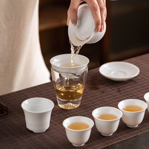 德化羊脂玉白瓷整套功夫茶具禮品蓋碗茶盃禮盒套裝商務伴手禮可lo