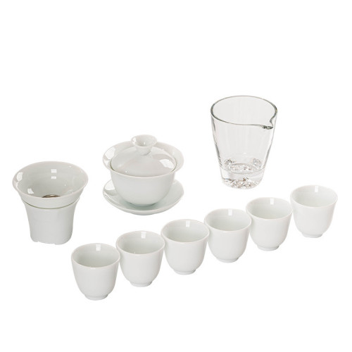 德化羊脂玉白瓷整套功夫茶具禮品蓋碗茶盃禮盒套裝商務伴手禮可lo