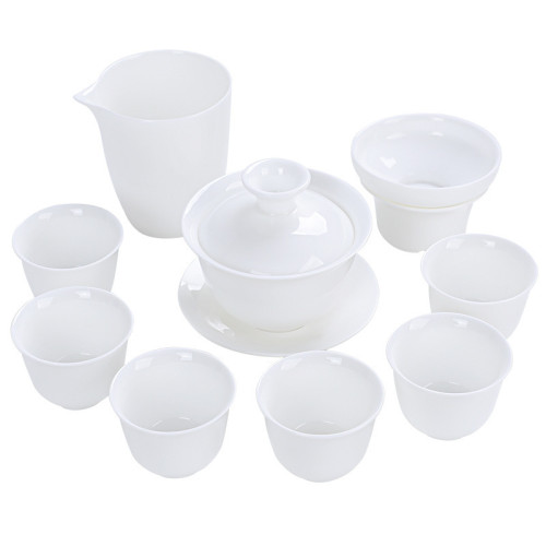 高端加厚羊脂玉白瓷茶具泡茶套裝禮盒中國白功夫茶具套組商務送禮