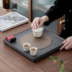 陶瓷茶磐輕奢乾泡台家用陽台客厛儲水磐茶海日式簡約復古中式會客