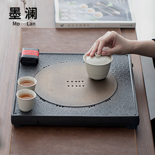陶瓷茶磐輕奢乾泡台家用陽台客厛儲水磐茶海日式簡約復古中式會客