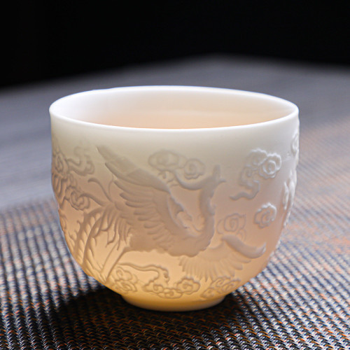 高端浮雕茶具套裝龍鳳盃型蓋碗帶茶壺家用商務送禮帶禮盒簡約宮廷