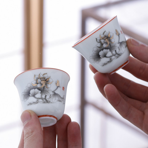 單盃陶瓷盃功夫茶具套裝白瓷茶盃禮品加厚茶盞主人盃可印logo