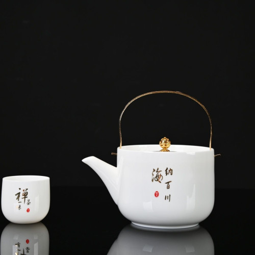 提梁壺德化白瓷羊脂玉中式提梁茶壺單個泡茶壺功夫茶具陶瓷茶壺