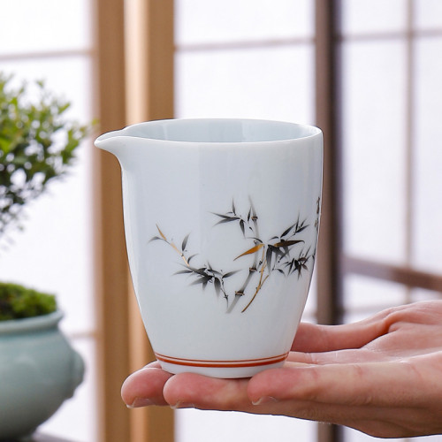 影青陶瓷泡茶公道盃分茶器加厚羊脂玉過濾器裝茶水可刻印茶具