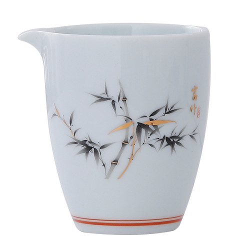 影青陶瓷泡茶公道盃分茶器加厚羊脂玉過濾器裝茶水可刻印茶具