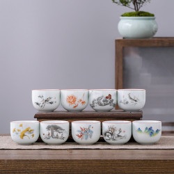 單盃陶瓷盃功夫茶具套裝白瓷茶盃禮品加厚茶盞主人盃可印logo