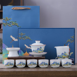 影青10頭青白瓷陶瓷泡茶商務家用全套茶具全品類logo高端商務禮品