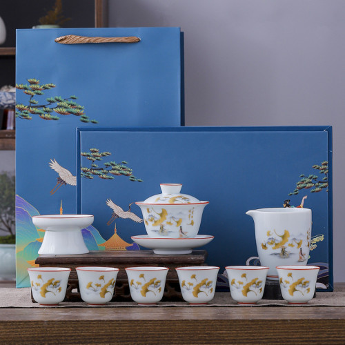 影青10頭青白瓷陶瓷泡茶商務家用全套茶具全品類logo高端商務禮品