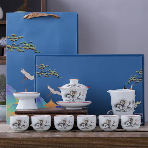 影青10頭青白瓷陶瓷泡茶商務家用全套茶具全品類logo高端商務禮品