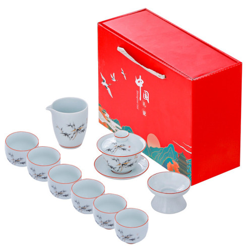 高端加厚青瓷創意實用套裝茶具商務禮品可印logo家用泡茶全套