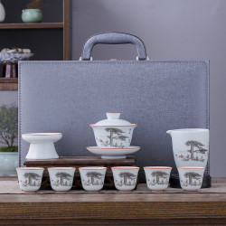 功夫茶具套裝家用客厛辦公室輕奢泡茶高檔禮盒裝蓋碗茶盃商務禮品