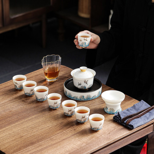 德化白瓷功夫茶具套裝整套家用陶瓷羊脂玉公司商務會議活動禮品