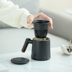高端實用加厚泡茶盃陶瓷馬克盃辦公室創意物送客戶領導可加印logo