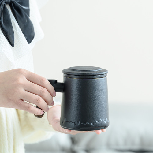高端實用加厚泡茶盃陶瓷馬克盃辦公室創意物送客戶領導可加印logo