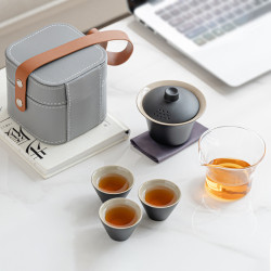 便攜式旅行茶具套裝玻璃戶外功夫茶具快客盃商務禮品伴手禮印logo