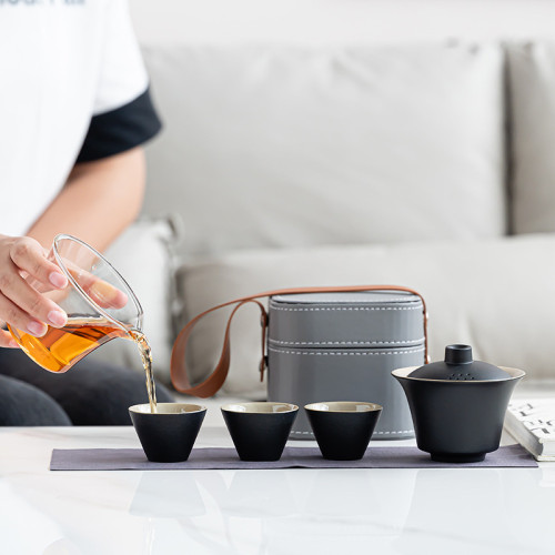 便攜式旅行茶具套裝玻璃戶外功夫茶具快客盃商務禮品伴手禮印logo